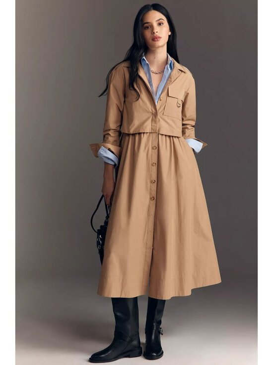 10 Crosby Derek Lam Dresses & Skirts - Derek Lam 10 Crosby Janine Poplin Trench Midi Dress Camel